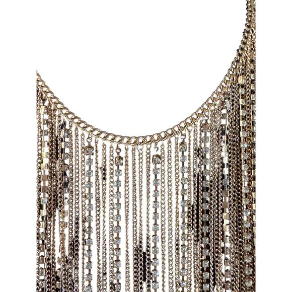 Gold-toned and rhinestone bib necklace. 19.75” length necklace. - Picture 6 of 12